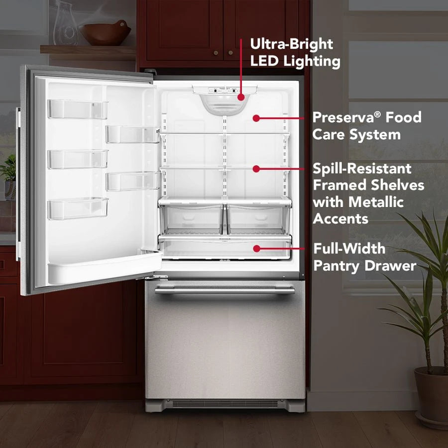 22 Cu. Ft. 33-Inch Standard-Depth Bottom Mount Refrigerator with Left Door Swing - (KRBL133SPS)