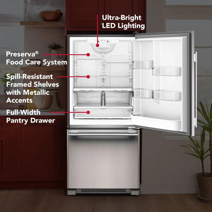 19 Cu. Ft. 30-Inch Standard-Depth Bottom Mount Refrigerator with Right Door Swing - (KRBR130SPS)