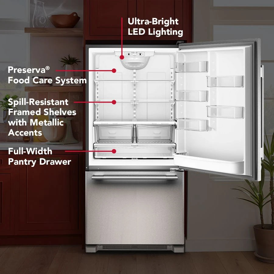 22 Cu. Ft. 33-Inch Standard-Depth Bottom Mount Refrigerator with Right Door Swing - (KRBR133SPS)