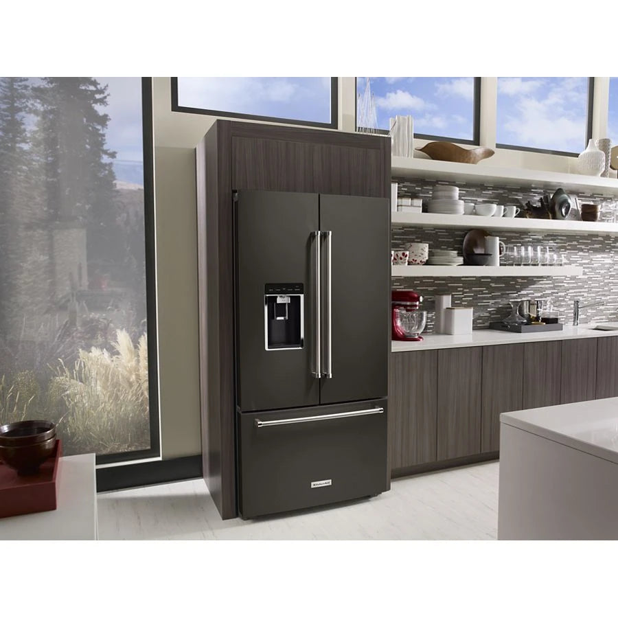 23.8 cu. ft. 36" Counter-Depth French Door Platinum Interior Refrigerator with PrintShield(TM) Finish - (KRFC704FBS) - KITCHENAID