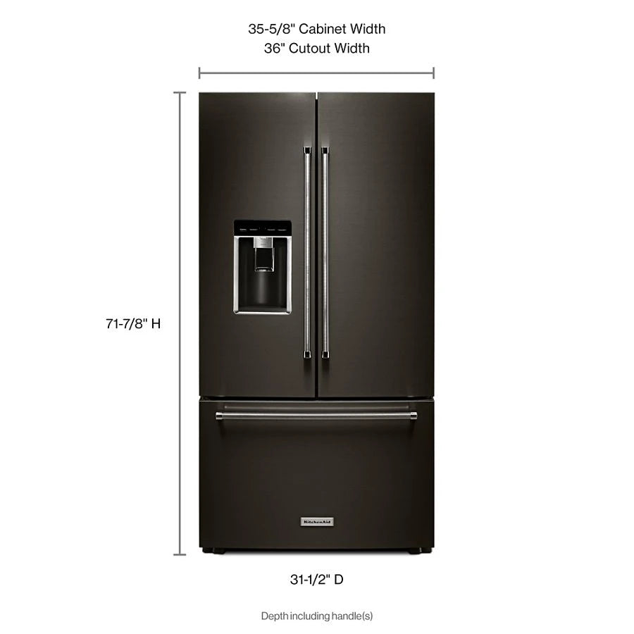 23.8 cu. ft. 36" Counter-Depth French Door Platinum Interior Refrigerator with PrintShield(TM) Finish - (KRFC704FBS) - KITCHENAID