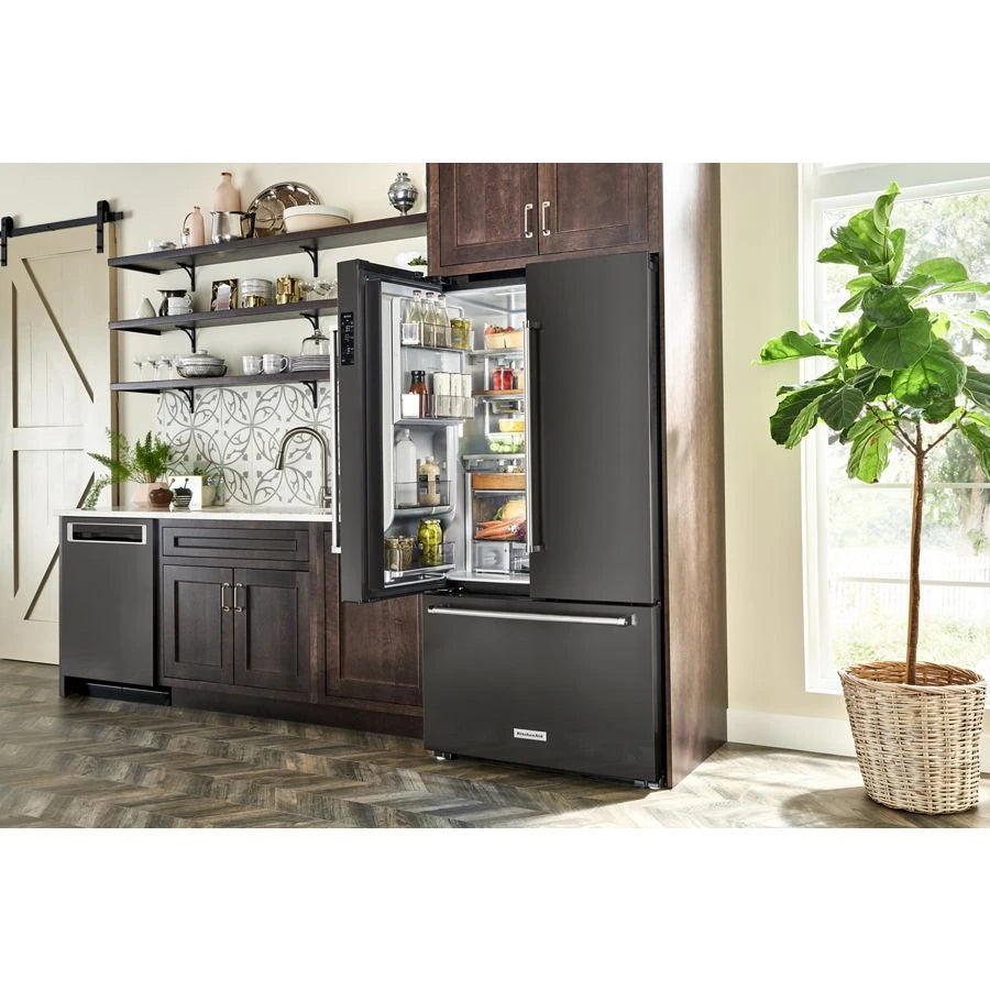 23.8 cu. ft. 36" Counter-Depth French Door Platinum Interior Refrigerator with PrintShield(TM) Finish - (KRFC704FBS) - KITCHENAID