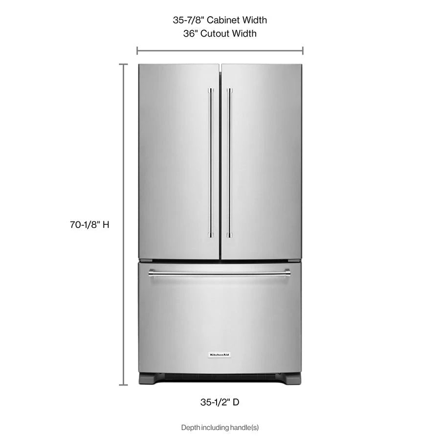 25 Cu. Ft. 36-Width Standard Depth French Door Refrigerator with Interior Dispense - (KRFF305ESS) - KITCHENAID