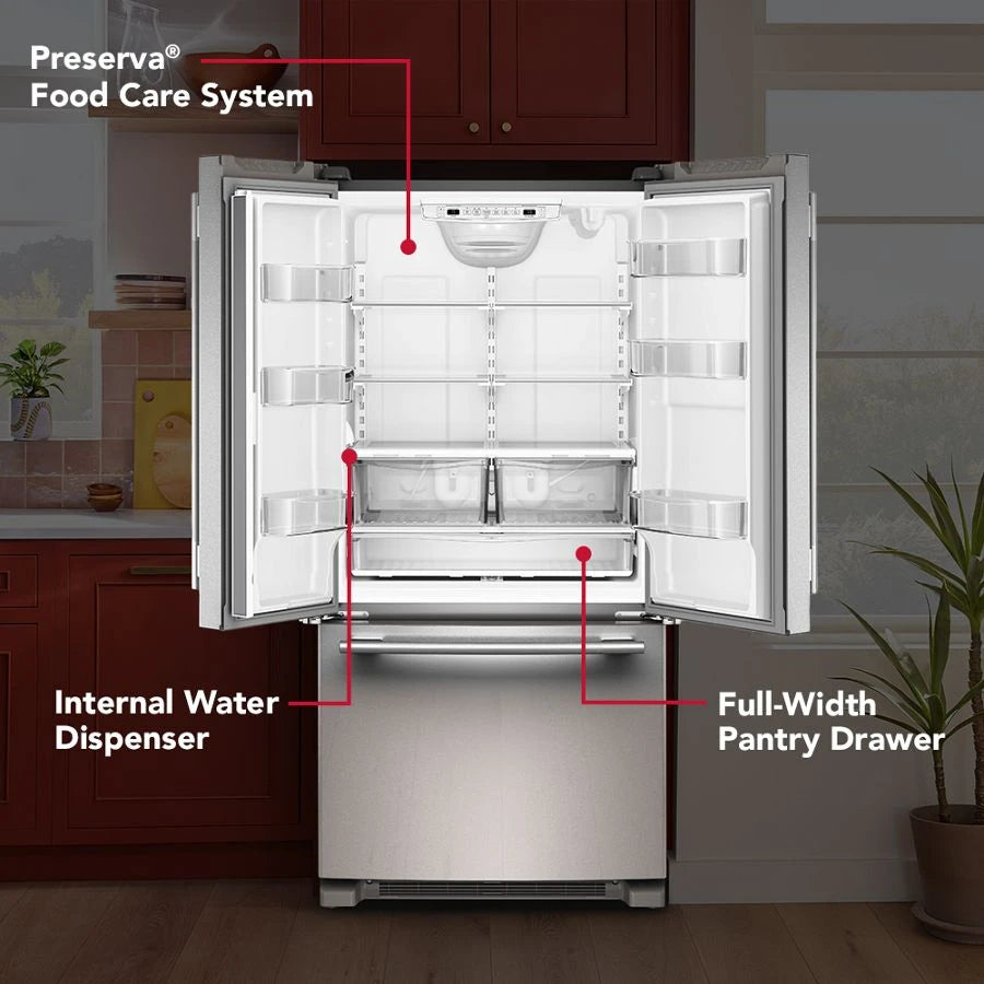 22 Cu. Ft. 33-Inch Standard-Depth French Door Refrigerator with Internal Water Dispenser - (KRFF333SPS)