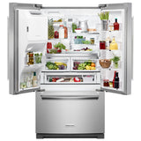 26.8 cu. ft. 36-Inch Width Standard Depth French Door Refrigerator with Exterior Ice and Water and PrintShield(TM) finish - (KRFF507HPS) - KITCHENAID