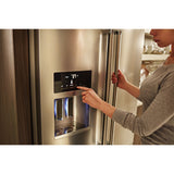 26.8 cu. ft. 36-Inch Width Standard Depth French Door Refrigerator with Exterior Ice and Water and PrintShield(TM) finish - (KRFF507HPS) - KITCHENAID