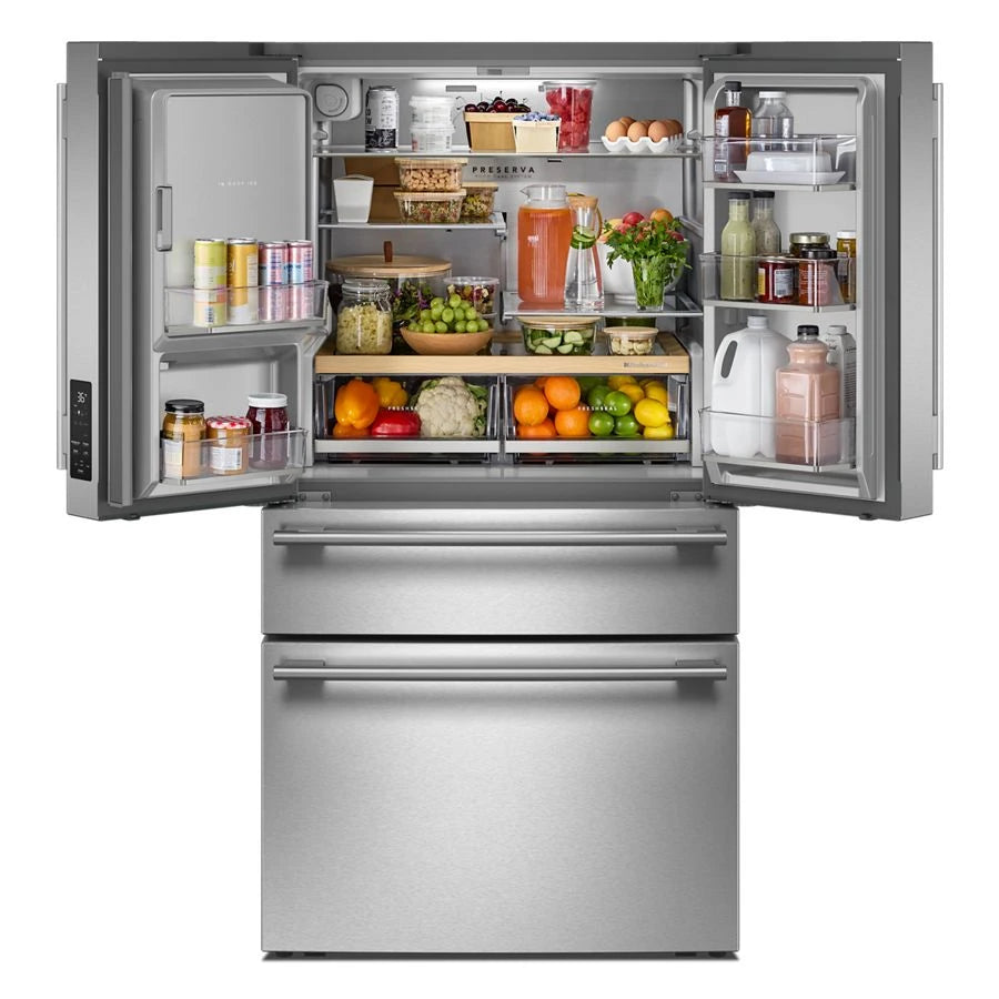 29 cu. ft. French Door Refrigerator with Exterior Water and Ice and FreshChill™ Full-Width Refrigerated Drawer - (KRMF436SPS)