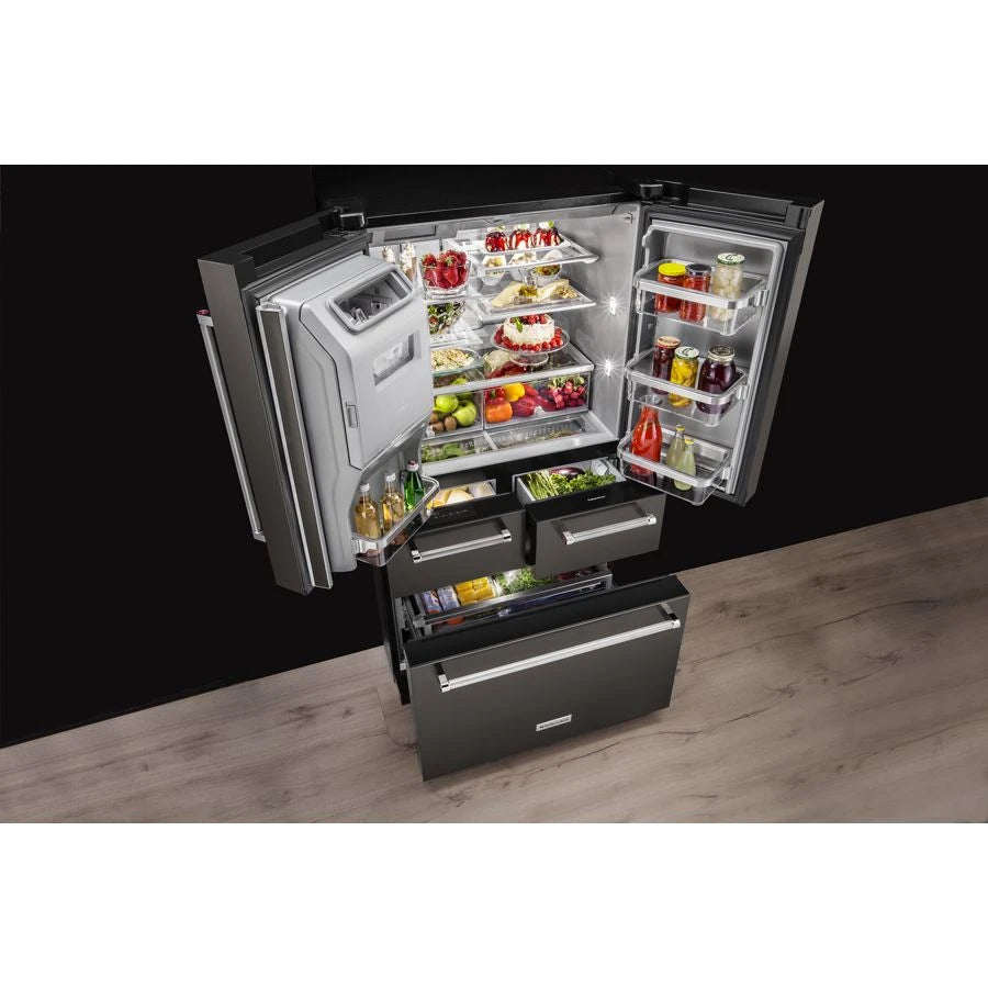 25.8 Cu. Ft. 36" Multi-Door Freestanding Refrigerator with Platinum Interior Design and PrintShield(TM) Finish - (KRMF706EBS) - KITCHENAID