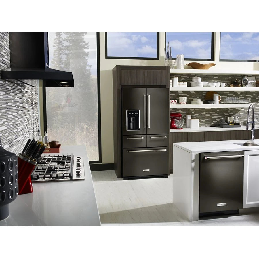 25.8 Cu. Ft. 36" Multi-Door Freestanding Refrigerator with Platinum Interior Design and PrintShield(TM) Finish - (KRMF706EBS) - KITCHENAID