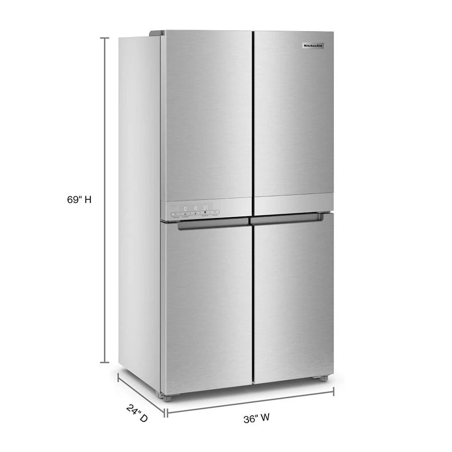19.4 cu. ft. 36-inch wide Counter-Depth 4-Door Refrigerator with PrintShield(TM) Finish - (KRQC506MPS) - KITCHENAID