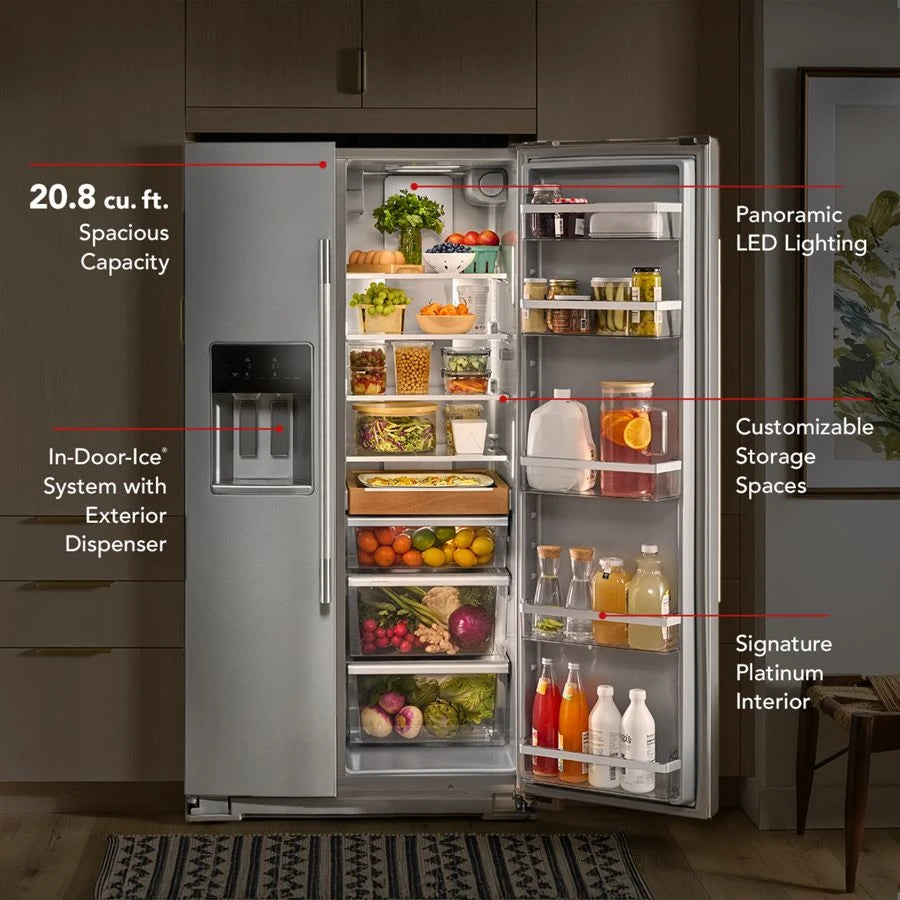 20.8 Cu. Ft. Counter-Depth Side-by-Side Refrigerator with Exterior Ice and Water Dispenser in Juniper - (KRSC536RJP)