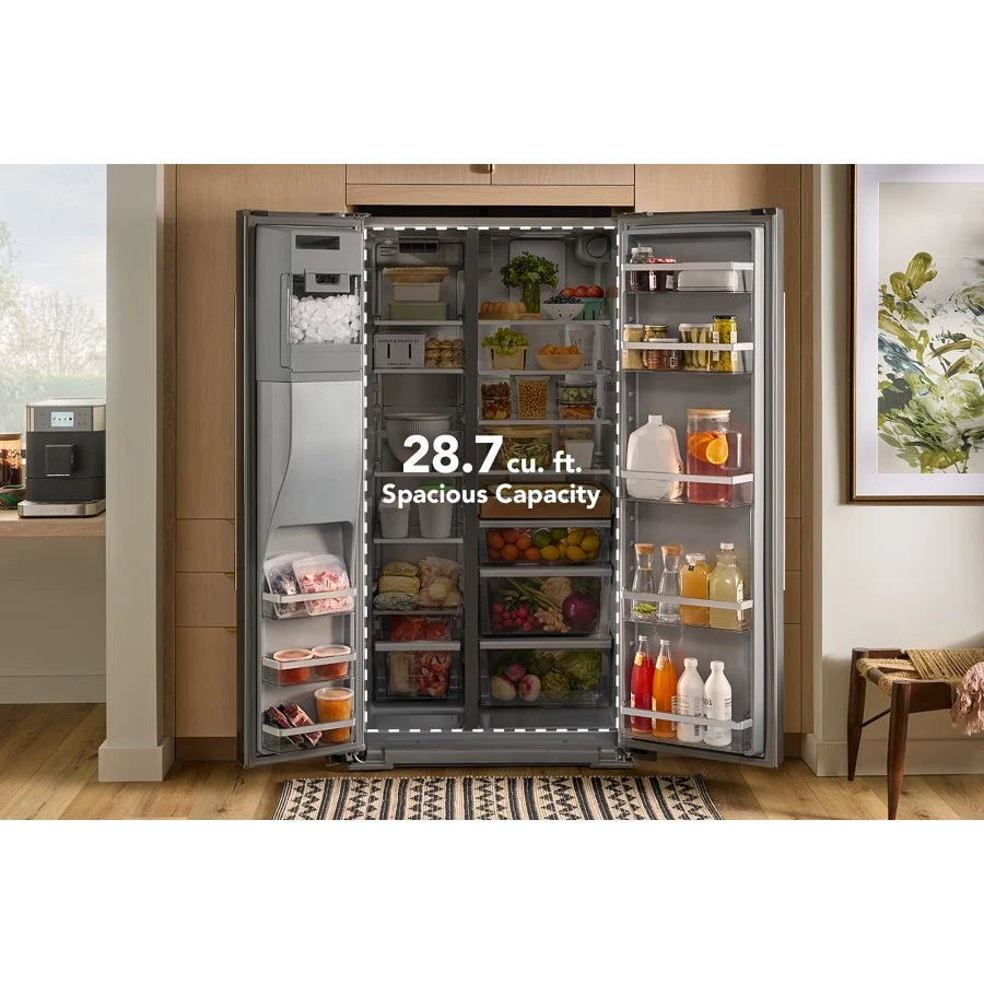 KitchenAid 28.7 Cu. Ft. Side-by-Side Refrigerator with Panoramic LED Lighting Color: Fingerprint Resistant Stainless Steel - (KRSF536RPS)