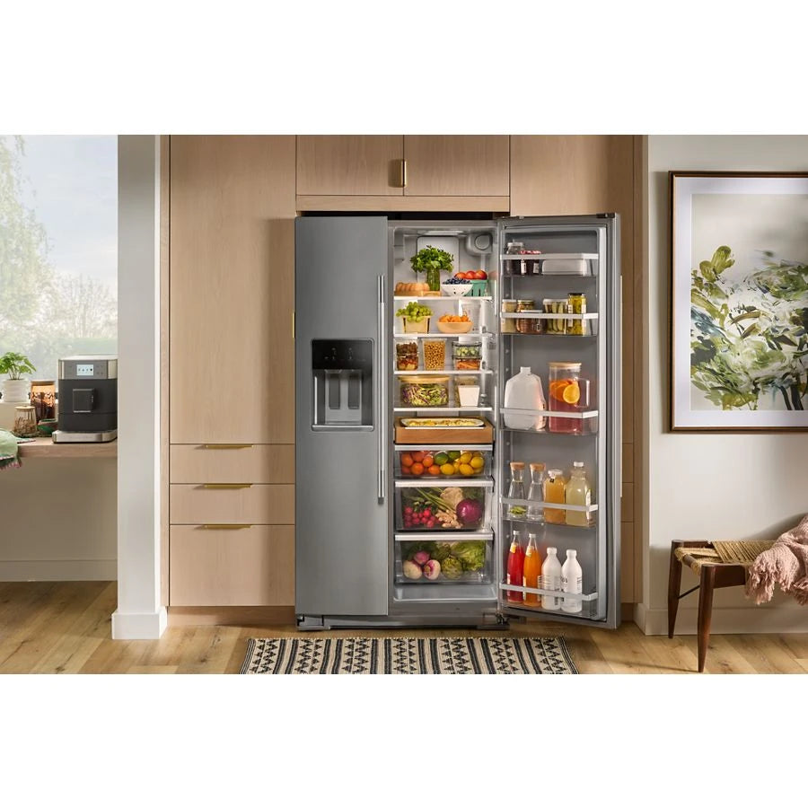 KitchenAid 28.7 Cu. Ft. Side-by-Side Refrigerator with Panoramic LED Lighting Color: Fingerprint Resistant Stainless Steel - (KRSF536RPS)