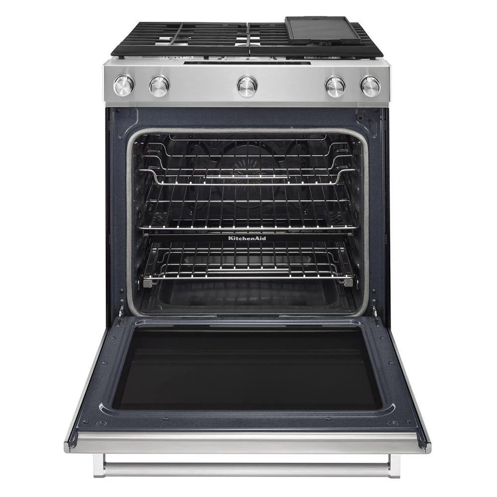 30-Inch 5-Burner Dual Fuel Convection Slide-In Range with Baking Drawer - (KSDB900ESS) - KITCHENAID