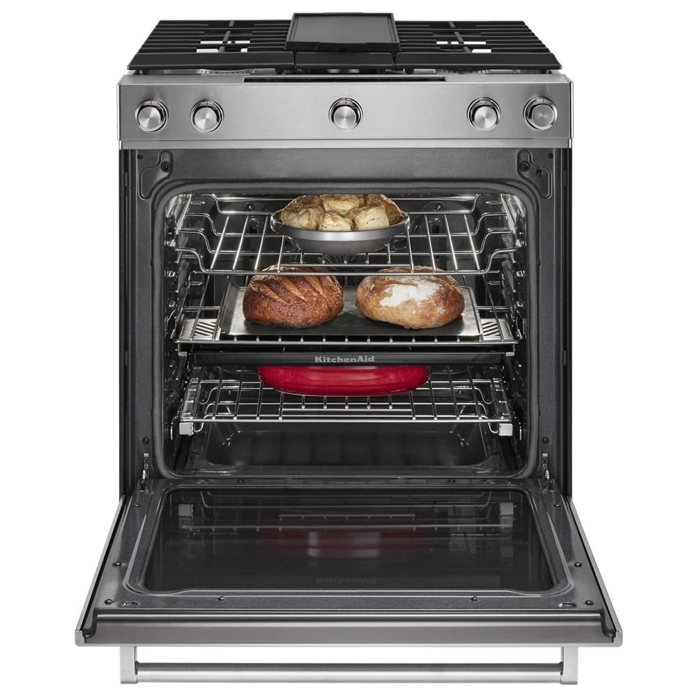 30-Inch 5-Burner Dual Fuel Convection Slide-In Range with Baking Drawer - (KSDB900ESS) - KITCHENAID