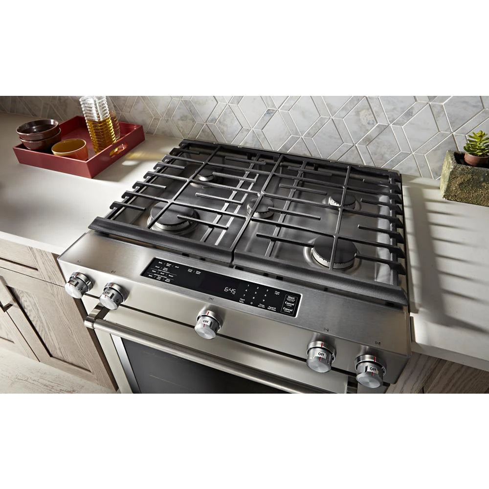 30-Inch 5-Burner Dual Fuel Convection Slide-In Range with Baking Drawer - (KSDB900ESS) - KITCHENAID