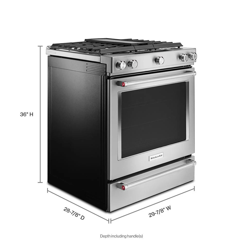 30-Inch 5-Burner Dual Fuel Convection Slide-In Range with Baking Drawer - (KSDB900ESS) - KITCHENAID
