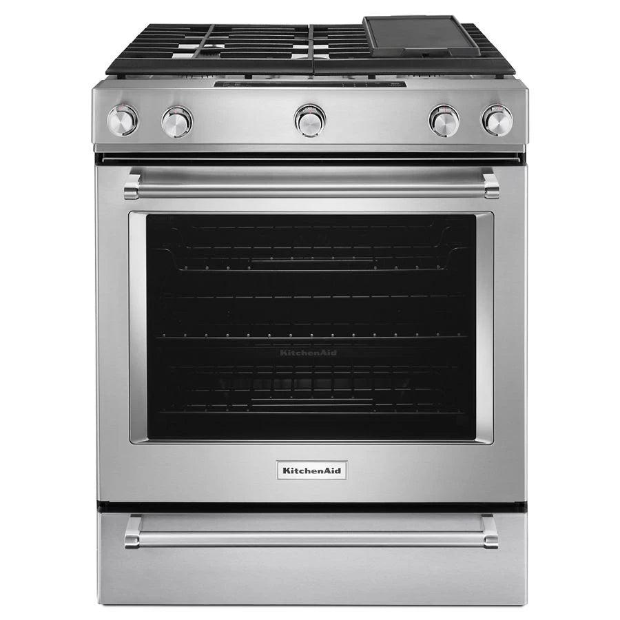 30-Inch 5 Burner Gas Convection Slide-In Range with Baking Drawer - (KSGB900ESS) - KITCHENAID