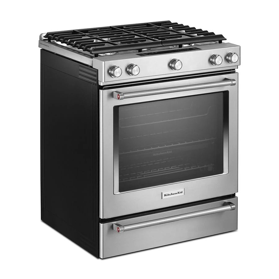 30-Inch 5 Burner Gas Convection Slide-In Range with Baking Drawer - (KSGB900ESS) - KITCHENAID