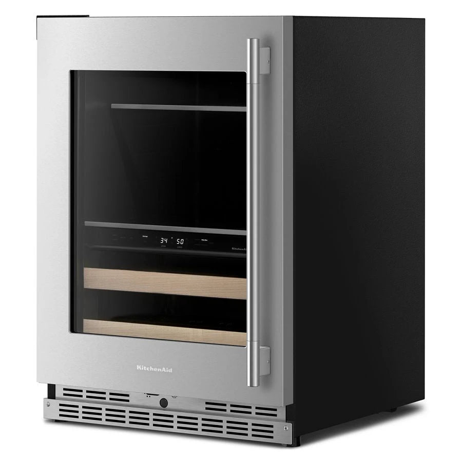 24" Beverage Center with Glass Door and Wood-Front Racks - (KUBL524SPS)