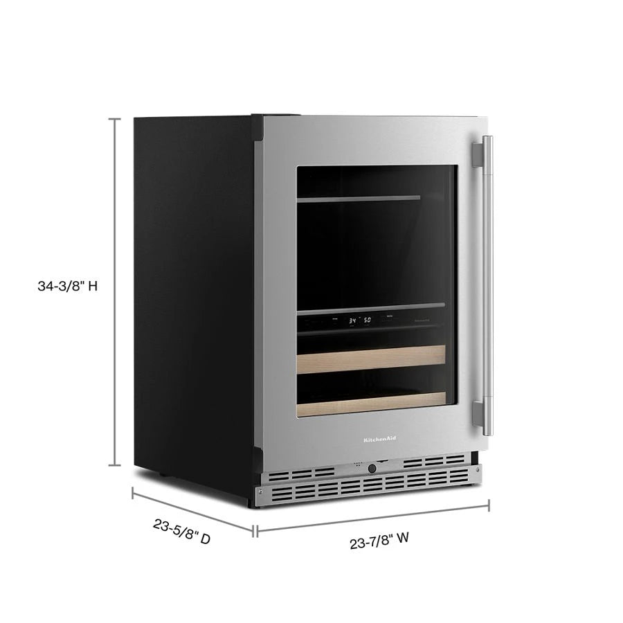 24" Beverage Center with Glass Door and Wood-Front Racks - (KUBL524SPS)