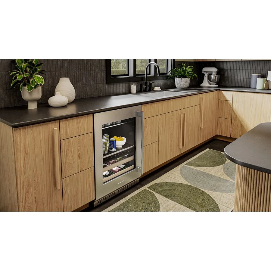 24" Beverage Center with Glass Door and Wood-Front Racks - (KUBL524SPS)