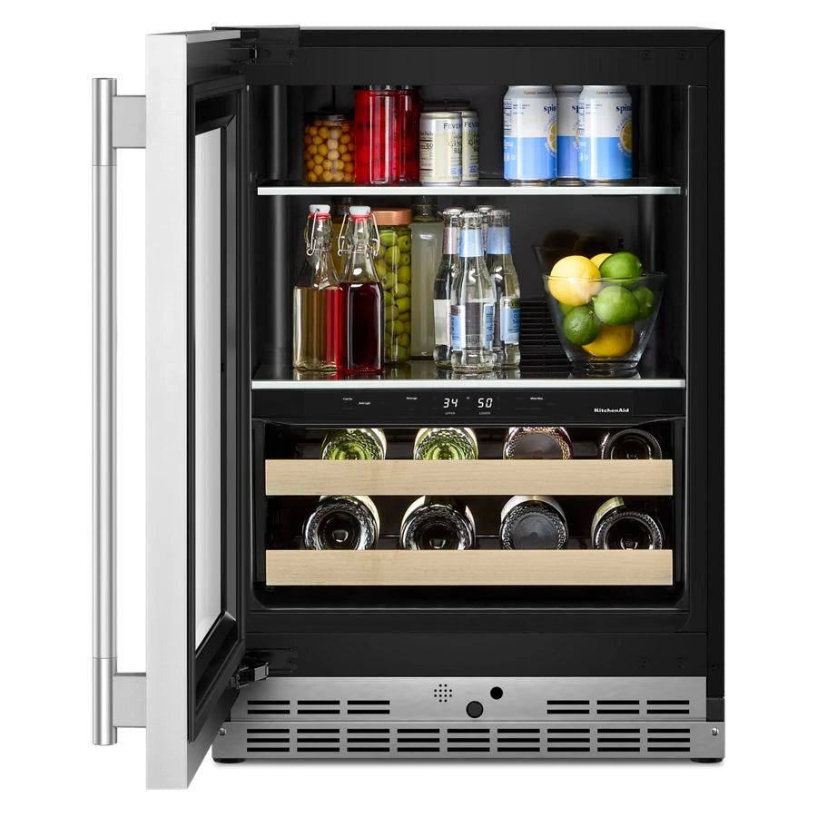 24" Beverage Center with Glass Door and Wood-Front Racks - (KUBL524SPS)