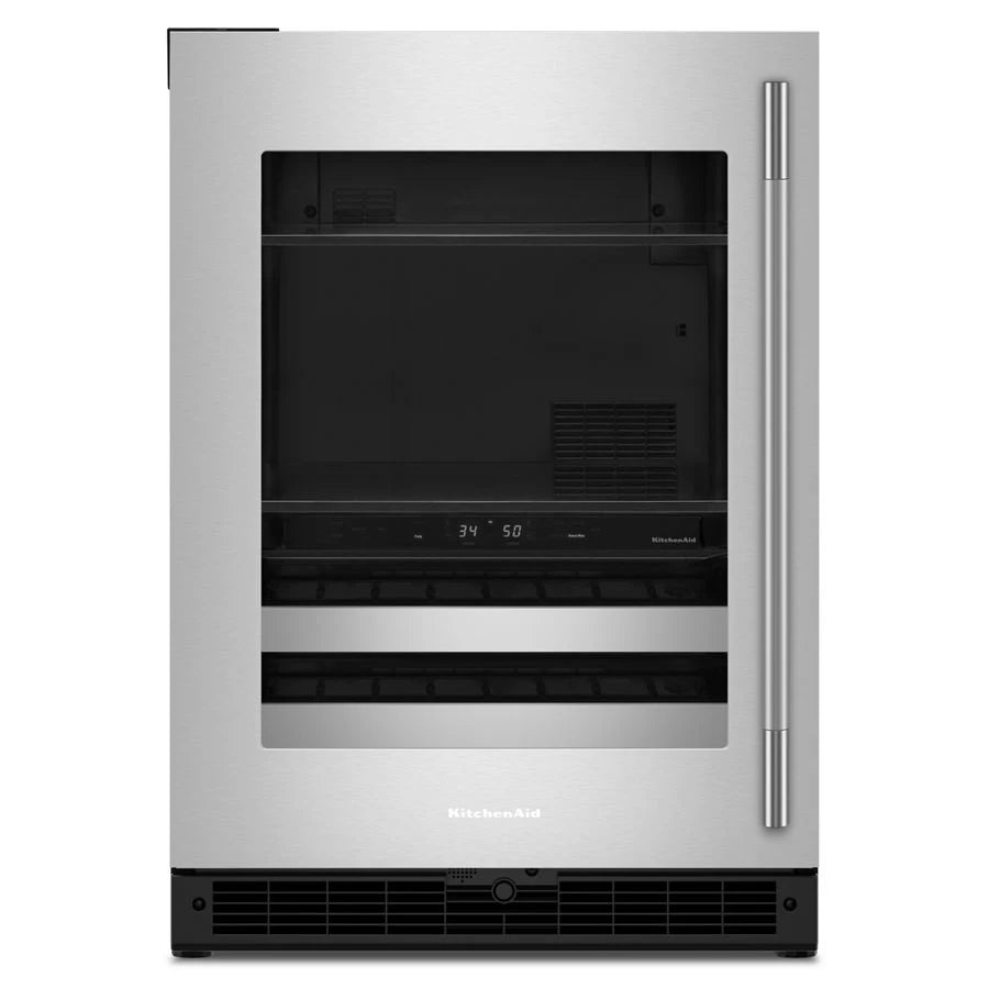 24" Beverage Center with Glass Door and Metal-Front Racks - (KUBL524SSB)