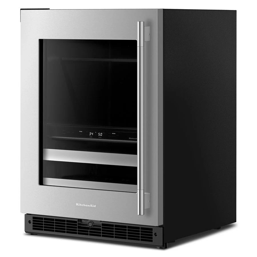 24" Beverage Center with Glass Door and Metal-Front Racks - (KUBL524SSB)