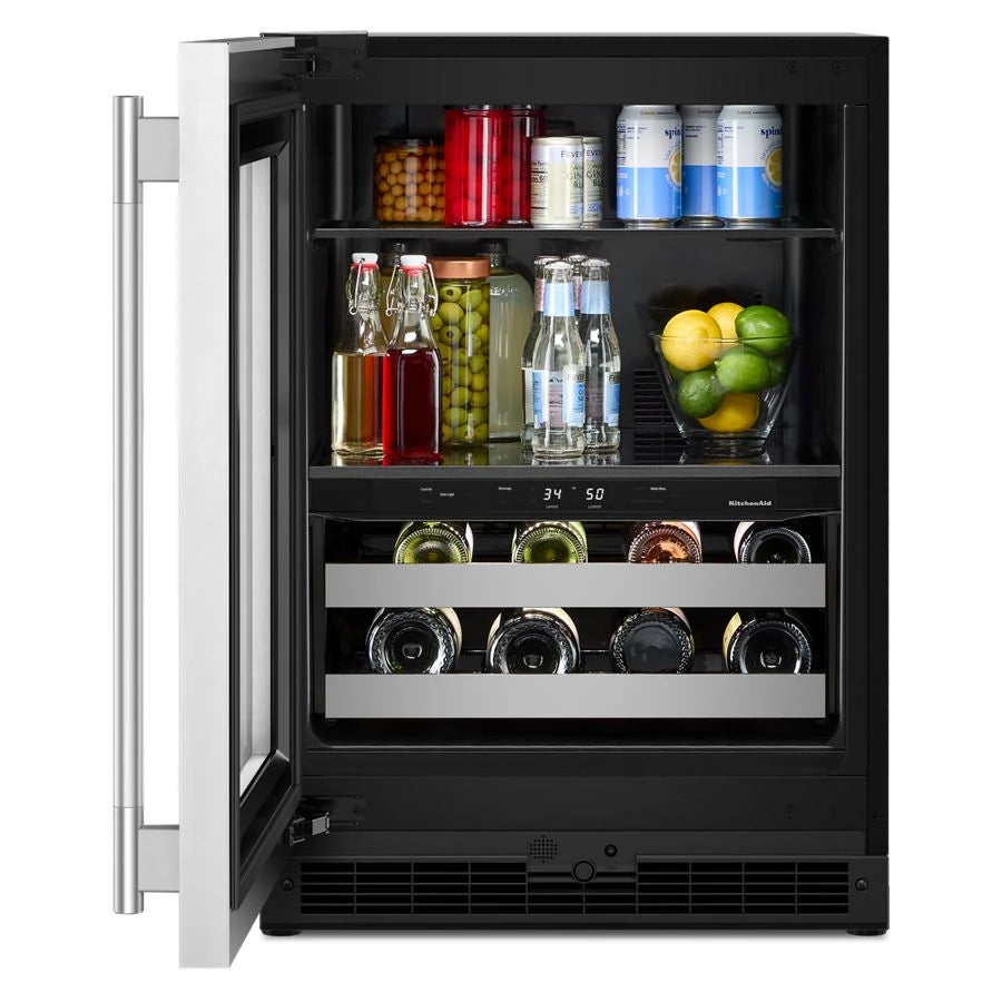 24" Beverage Center with Glass Door and Metal-Front Racks - (KUBL524SSB)