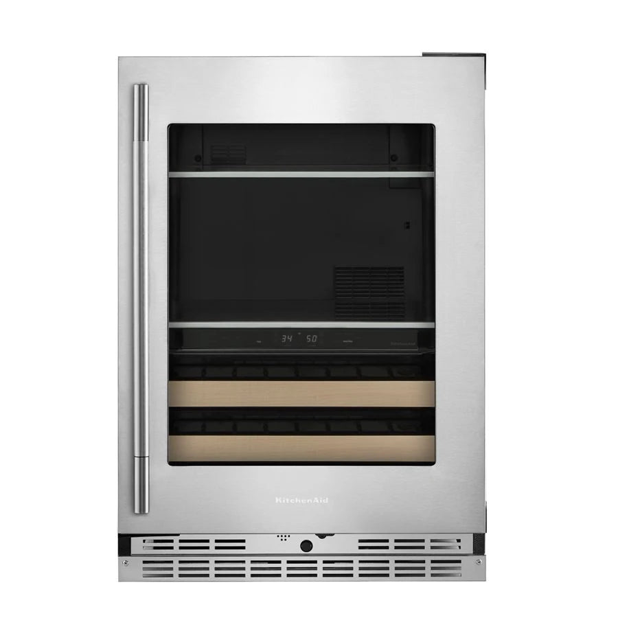 24" Beverage Center with Glass Door and Wood-Front Racks - (KUBR524SPS)