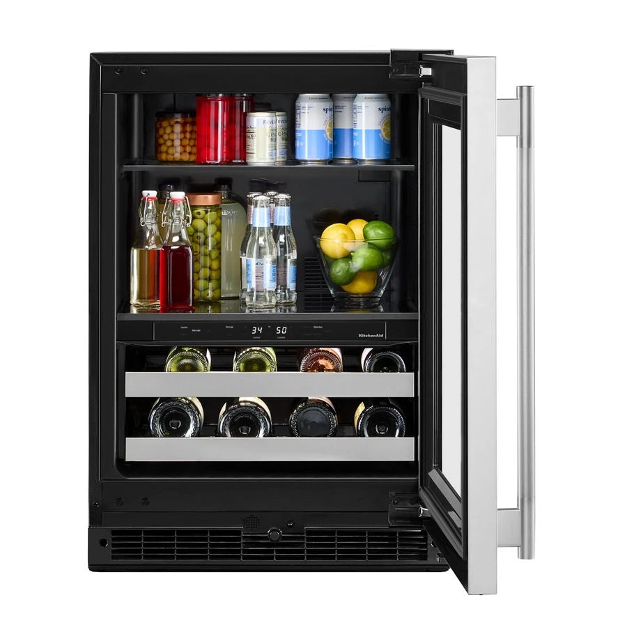 24" Beverage Center with Glass Door and Metal-Front Racks - (KUBR524SSB)