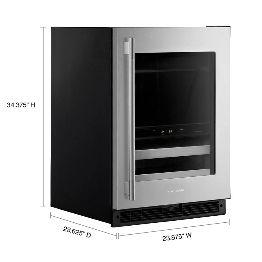 24" Beverage Center with Glass Door and Metal-Front Racks - (KUBR524SSB)