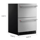 24" Stainless Steel Undercounter Double-Drawer Refrigerator/Freezer - (KUCT524SSB)