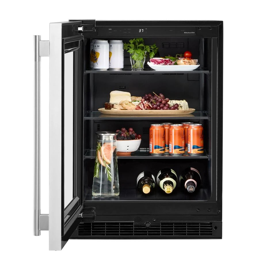 24" Undercounter Refrigerator with Glass Door - (KURL324SSB)