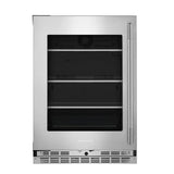 24" Undercounter Refrigerator with Glass Door and Shelves with Metallic Accents - (KURL524SPS)