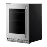 24" Undercounter Refrigerator with Glass Door and Shelves with Metallic Accents - (KURL524SPS)