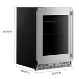 24" Undercounter Refrigerator with Glass Door and Shelves with Metallic Accents - (KURL524SPS)