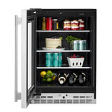 24" Undercounter Refrigerator with Glass Door and Shelves with Metallic Accents - (KURL524SPS)