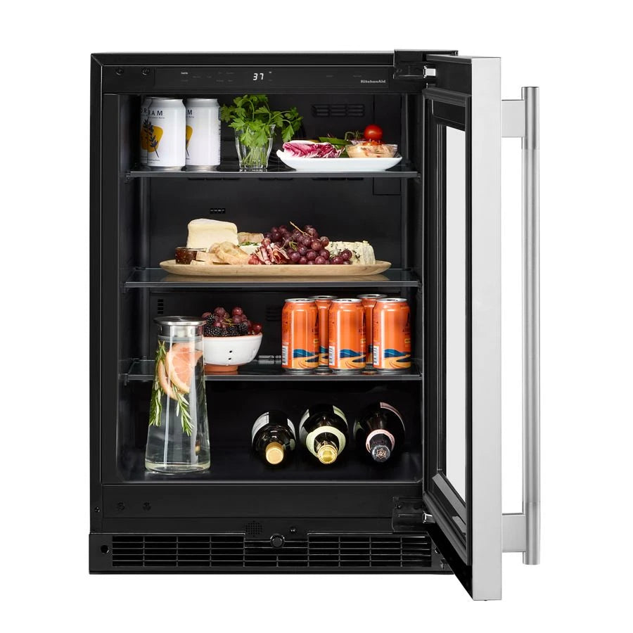 24" Undercounter Refrigerator with Glass Door - (KURR324SSB)