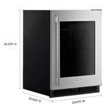 24" Undercounter Refrigerator with Glass Door - (KURR324SSB)