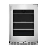 24" Undercounter Refrigerator with Glass Door and Shelves with Metallic Accents - (KURR524SPS)