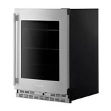 24" Undercounter Refrigerator with Glass Door and Shelves with Metallic Accents - (KURR524SPS)