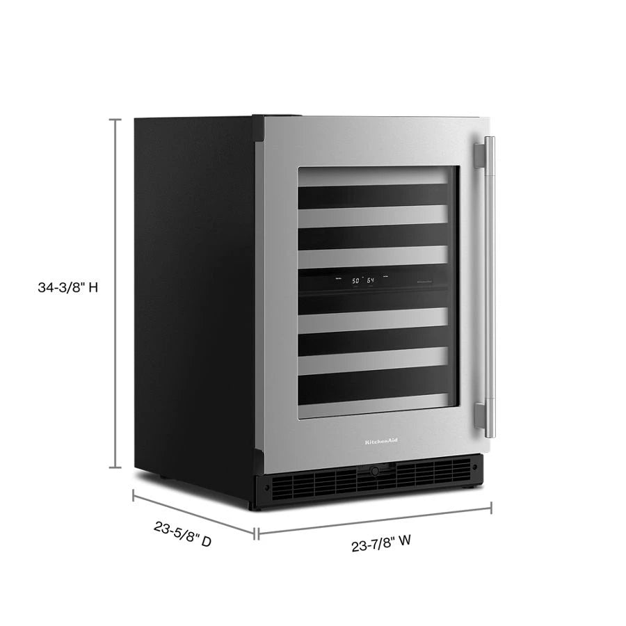 24" Undercounter Wine Cellar with Full-Extension Metal-Front Racks - (KUWL324SSB)
