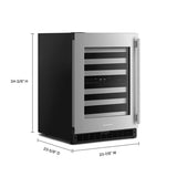 24" Undercounter Wine Cellar with Full-Extension Metal-Front Racks - (KUWL324SSB)