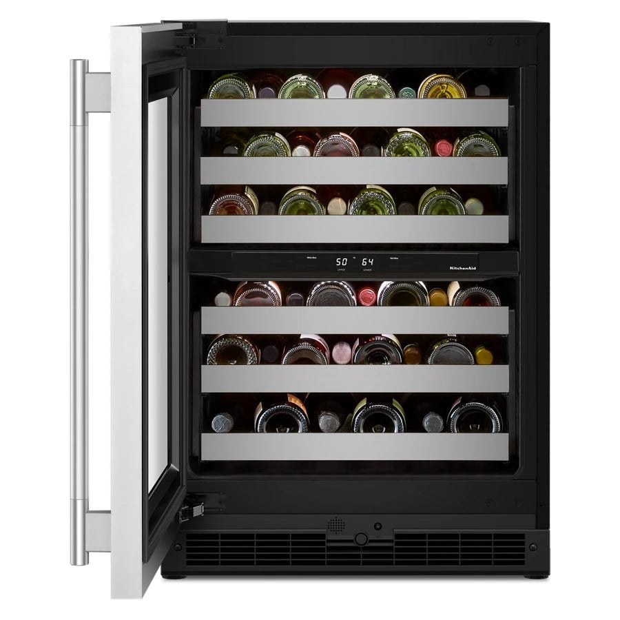 24" Undercounter Wine Cellar with Full-Extension Metal-Front Racks - (KUWL324SSB)