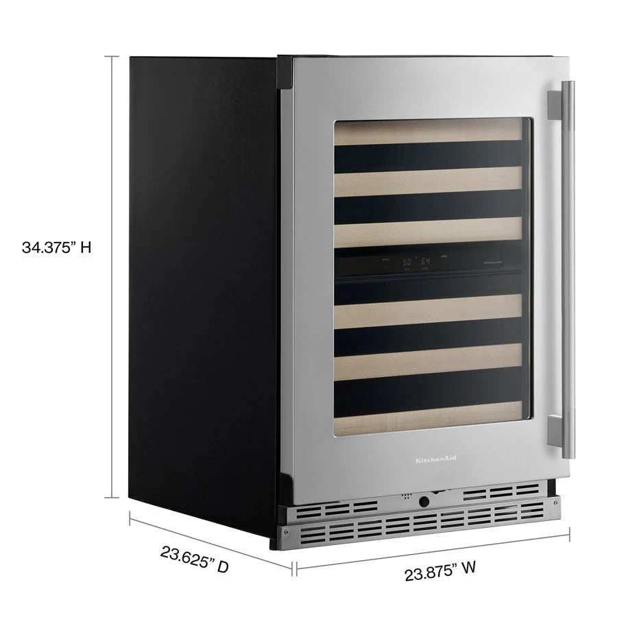 24" Undercounter Wine Cellar with Full-Extension Wood-Front Racks - (KUWL524SPS)