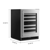 24" Undercounter Wine Cellar with Full-Extension Metal-Front Racks - (KUWR324SSB)