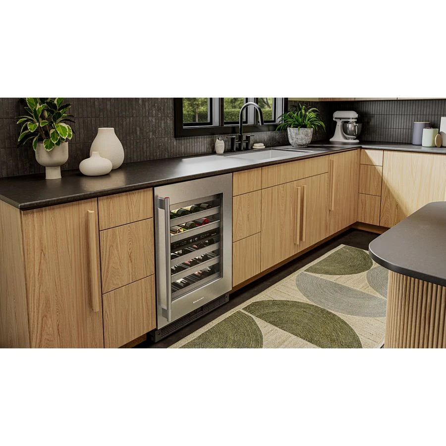 24" Undercounter Wine Cellar with Full-Extension Metal-Front Racks - (KUWR324SSB)
