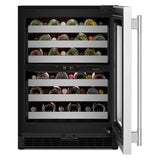 24" Undercounter Wine Cellar with Full-Extension Metal-Front Racks - (KUWR324SSB)